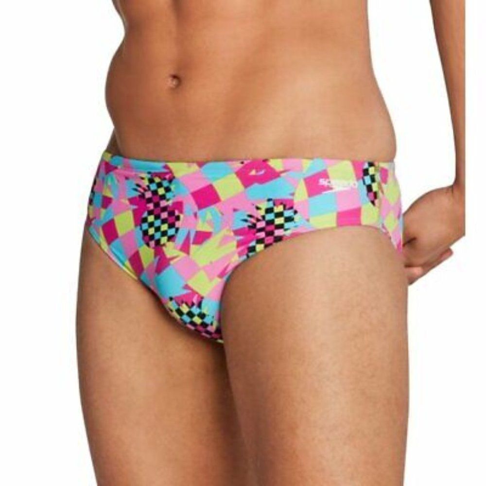 New NWT SPEEDO Men's Performance Printed One Brief Racing Suit Pink SIZE: 26